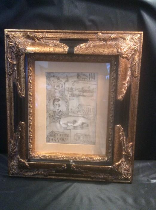  1850 framed ( damaged) 13 x 16