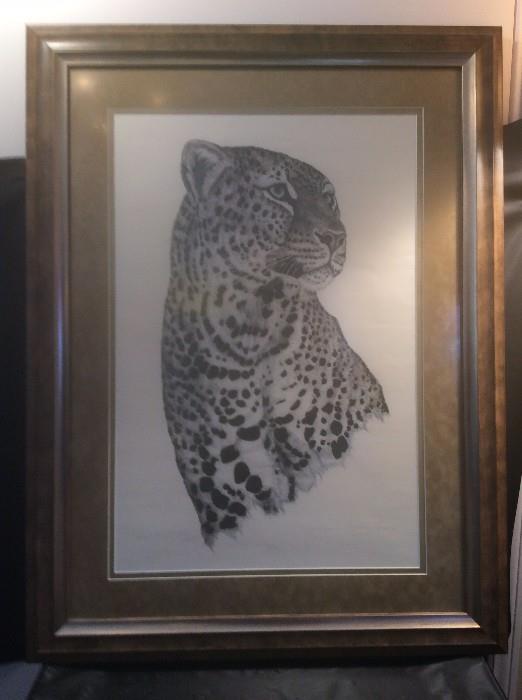Artists proof framed tiger by Jacque Marie Vaux  29 x 38