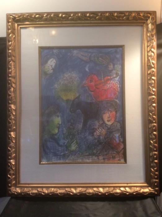 Marc Chagall print signed in plate 28 x 35