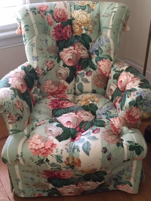 floral upholstered ladies chair ( matches couch)