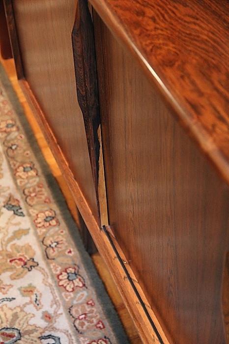 closeup of beautiful wood grain variation near handle