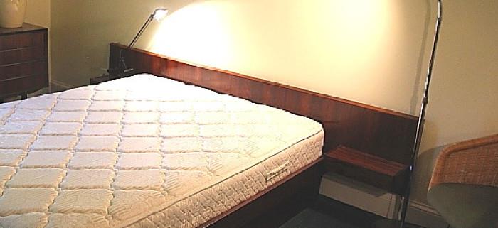 Horsnaes Denmark Danish Modern rosewood headboard with drawers