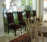 Set of Six Late-19th. C. American Gothic Dark Mahogany Dining Chairs - Four Side and Two Captain's Chairs. Originally from the Estate of either Barnum or Bailey (the Grandparents would know).
