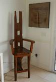 High Chair w/ Back Carved from a Tree Trunk