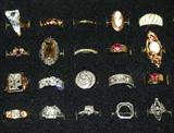 Assorted Rings, including a 1.60 c. Diamond Solitaire set in Platinum;
A Late-Victorian 1.30 c. Diamond Dinner Ring Set in Platinum w/ Diamonds & Sapphires;
Single Row Eternity Band, Platinum w/ 1 ctw Diamonds;
Two Fancy Wide Diamond Eternity Bands, both Platinum;