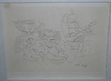 'Seaside' or 'Nude on a Beach' etching by Raoul Dufy