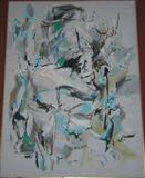 Large Original Canvas by Listed Artist Dorothy Brown, exhibited at LACMA in 1963 (exhibition Label on Verso), 60 x 40