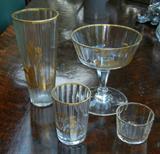 Antique Gold-Decorated Crystal Stemware & Matching Glasses