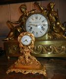 A Wonderful Louis XVI Gilt Bronze Mantel Clock by Lepaute                              
Small Gilt French Boudoir Clock