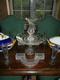 Wonderful French Belle Epoque Crystal Epergne w/ Maching Lided Compotes (in another picture) and Saucers.