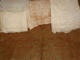Antique Embroidered Lace w/ an Amazing  Lined Brocade Tablecovering.