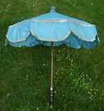 19th. C. Silk Processional Umbrella Embroidered w/ Silver Brocade.  This was used by the Bishop or Cardinal (?) who conducted Private Religious Services at the Chapel on the Grounds of the Family Castle in Tuscany.  We also have the Complete Vestments.