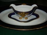 1890's French Platter and Graby Boat by Hache-Julien
