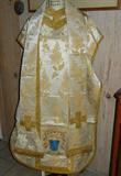 The Antique Silk Brocade Vestments of the Bishop or Cardinal who conducted Private Services at the Chapel on the Grounds of the Family's Castle.  We have two sets, different colors.