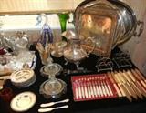 The Large Oval Serving Tray in the back right is probably 800 Silver.