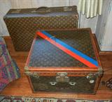 A Late-19th. C. Louis Vuitton Trunk w/ a slightly Later Louis Vuitton Suitcase - the suitcase is SOLD.
