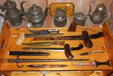 A Collection of Antique and Vintage Knives, Daggers and Bayonets from all over the world, many hand-tooled and engraved.