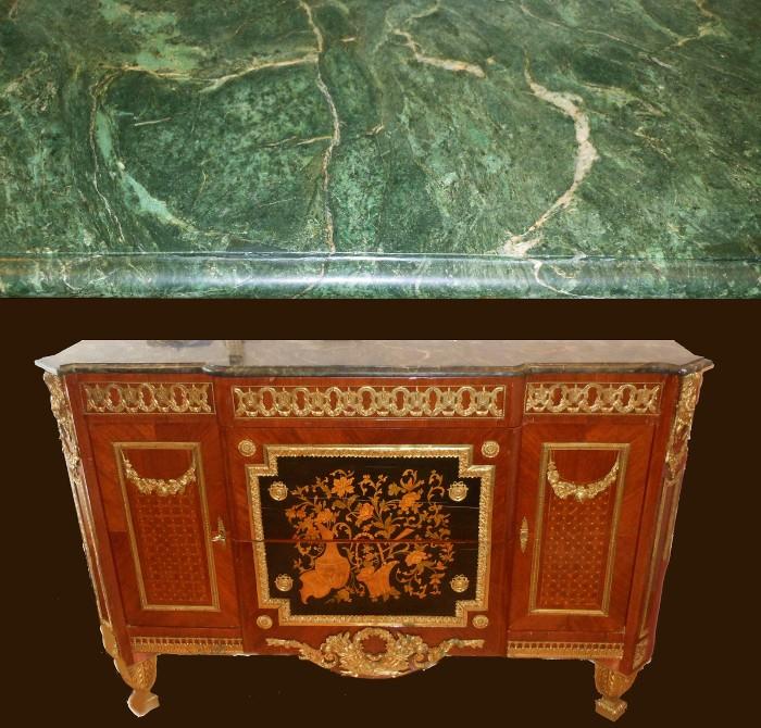 Marble topped Buffet/Cabinet with Ornate Details 