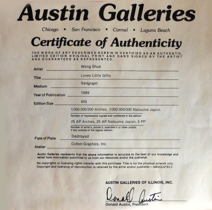 Wong Shue Certificate of Authenticity 