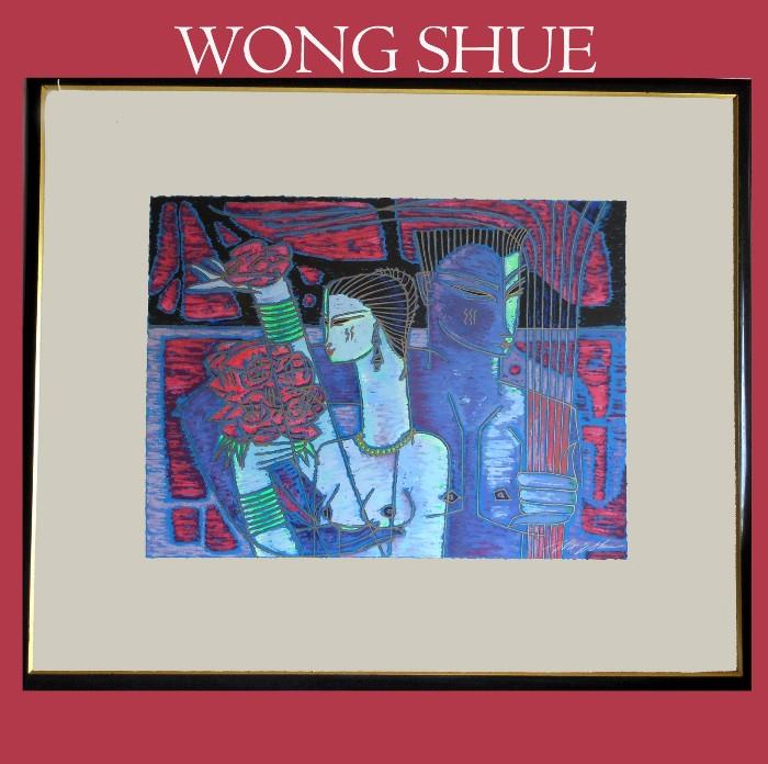 Large Framed Wong Shue Serigraph with COA