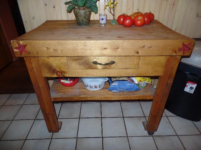 Hand made wood kitchen work table