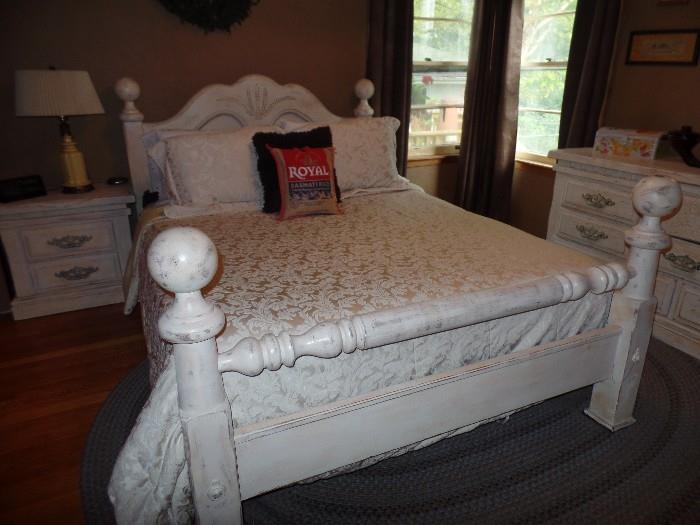 Hand painted queen bed. Bedding Not for sale.