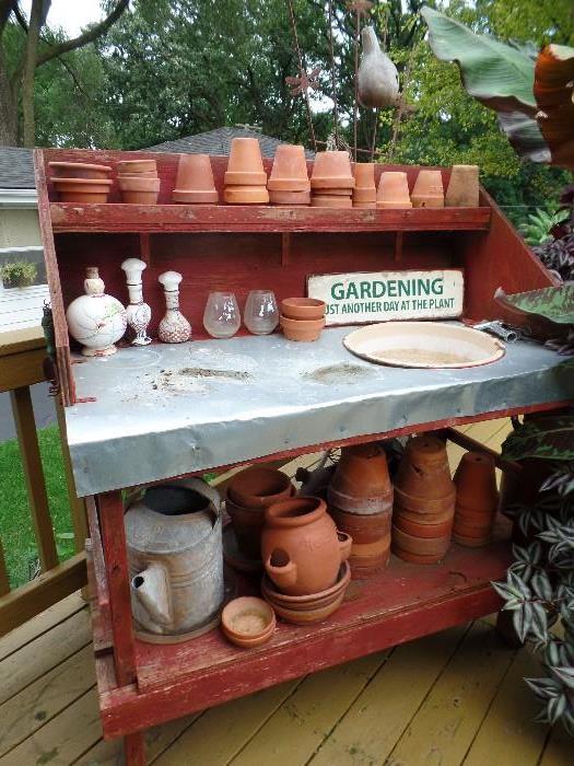 Hand made garden work bench