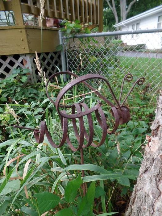 Wrought iron yard art.