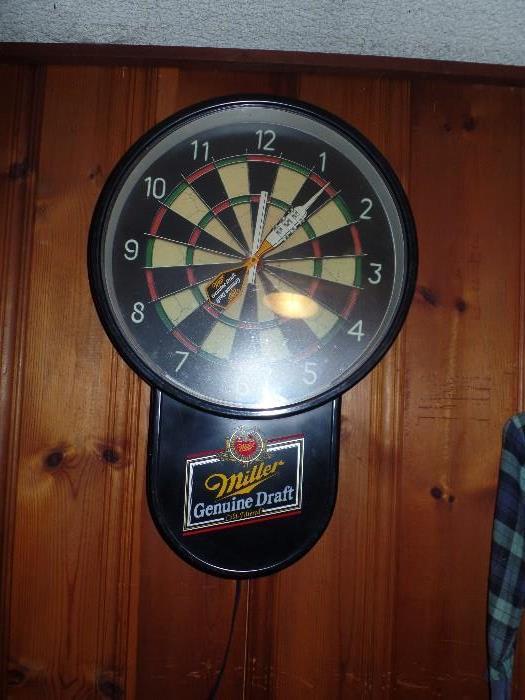 Miller Sign and dart game clock