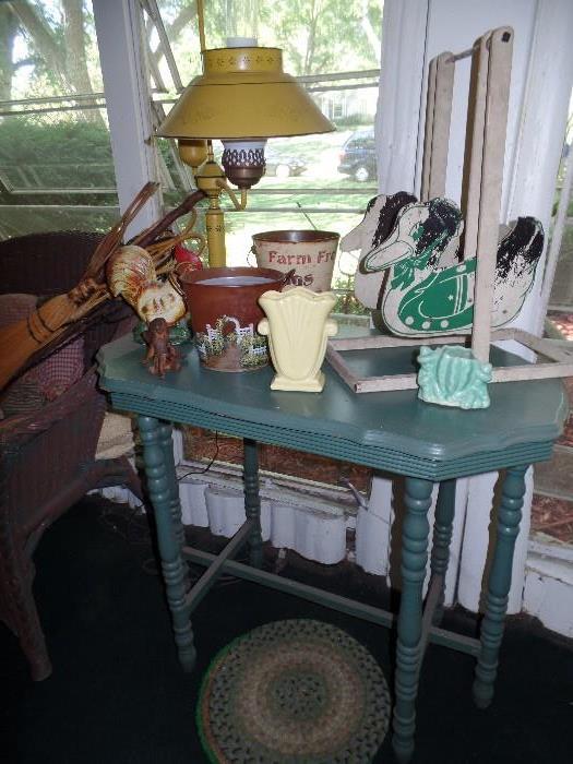 Green painted table