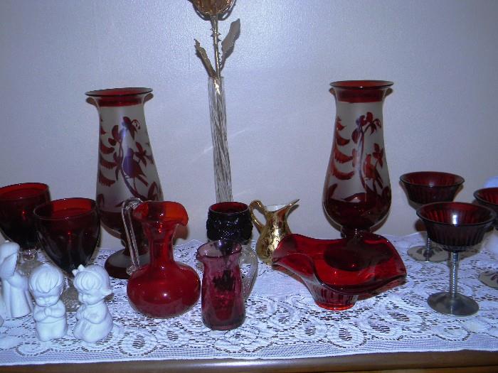 Assorted Red glassware