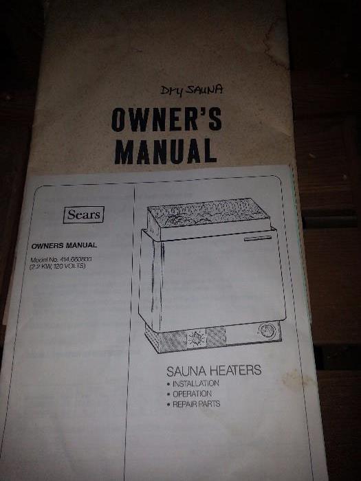 Owners manual for an indoor sauna.