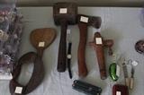 Several antique wood working and misc tolls and gadgets
