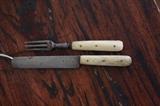 19th Century miniature knife &fork with bone handle. Most like intended for a doll.