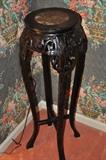 Gorgeous rosewood and marble tall carved stand