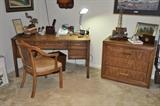 Lovely Thomasville desk, chest and cane back chair