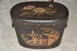 Large hand painted antique rice box