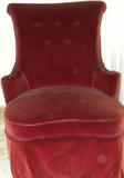 Boudoir chair, soft red velveteen upholstery