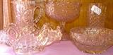 EAPG & cut glass, Daisy & Button footed centerpiece bowl