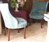 Pair of blue velvet chairs.