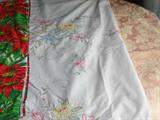 Tablecloths-vintage Xmas, hand embroidered, damask.