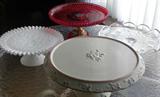 Part of cake plate collection-ruby flash, Fenton, Pfaltsgraff.