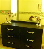 Black painted dresser and mirror.