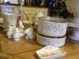 Pfaltzgraff Tea Rose-cookware, sale and pepper shakers, eyeglass tray, cake stand, bowls, serving pieces.