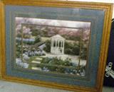 Print-gazebo in garden landscape.