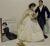 Jacqueline Kennedy & JFK porcelain bridal dolls, Jackie O book-America's Queen.