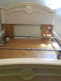 Queen sized bed from Italian ivory lacquer bedroom set.