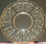 Cambridge elegant depression glass large tort plate in the Rosepoint pattern.