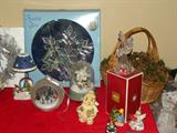 SELECTION FROM CHRISTMAS ITEMS-CANDLEHOLDERS, FIGURINES, TEXTILES, STAINED GLASS, PADDINGTON BEAR, SNOWFLAKES, MORE.