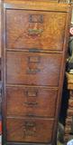 Antique oak quarter-sawn 4-drawer oak file cabinet, signed "Library Bureau Sole Makers".